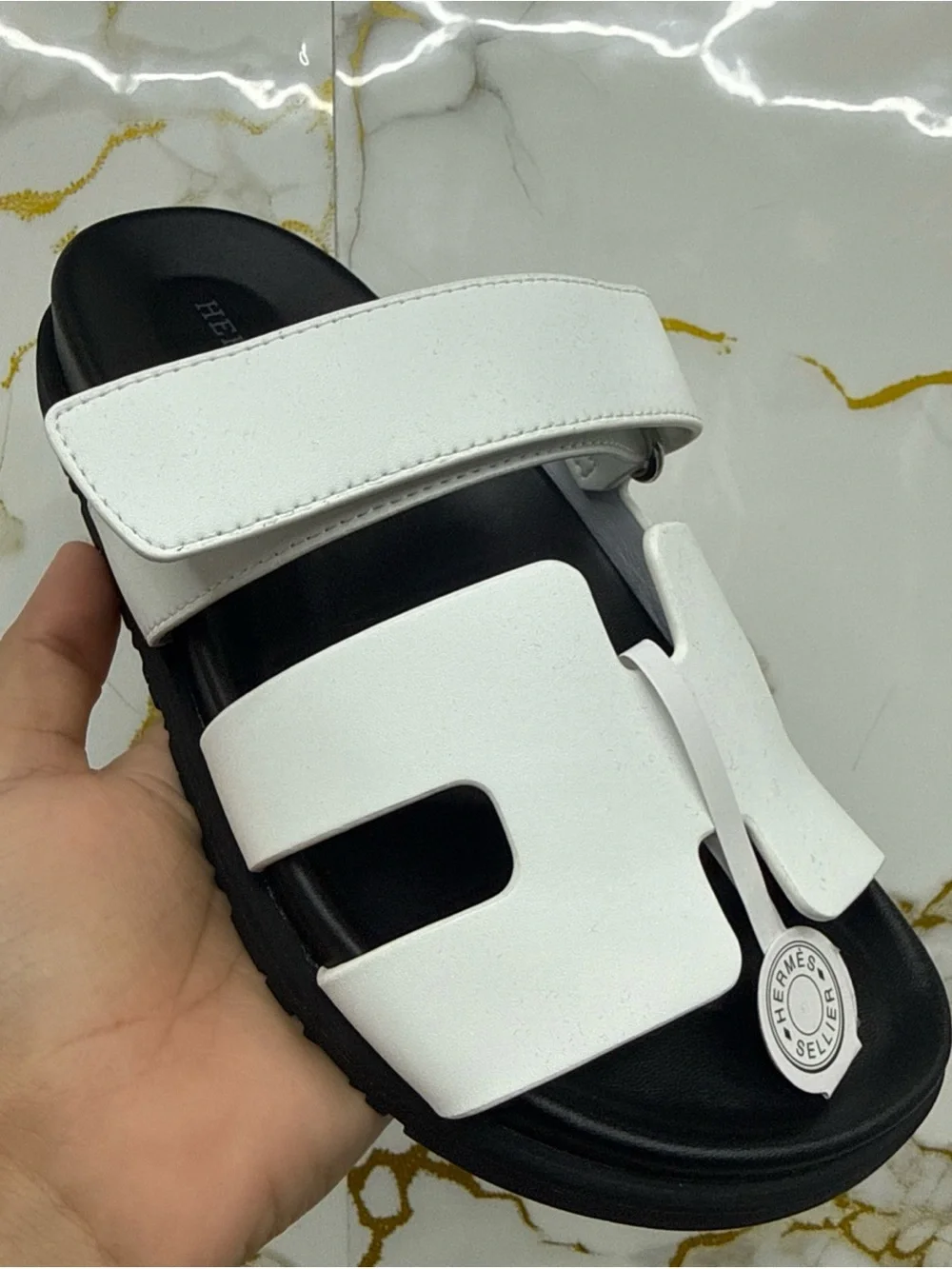 White women Slide Sandal with Adjustable Straps size 7